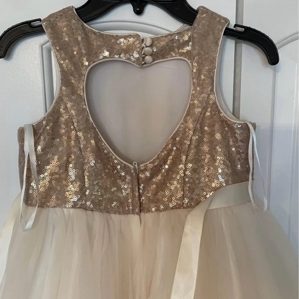 David’s Bridal Elegant Gold and Cream Kids Dress - Picture 4 of 4